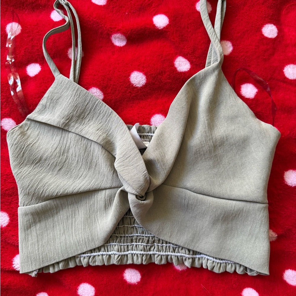 Elegant Twist Front Green Top